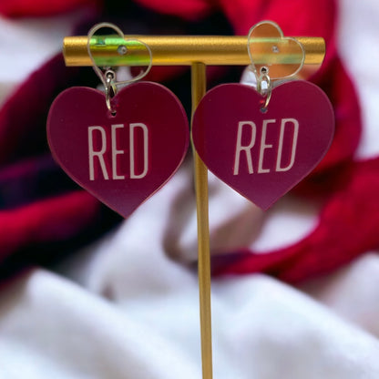 RED Heart Shape Dangle Earrings