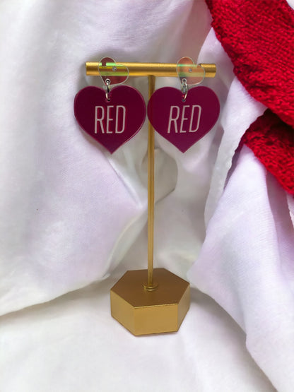 RED Heart Shape Dangle Earrings